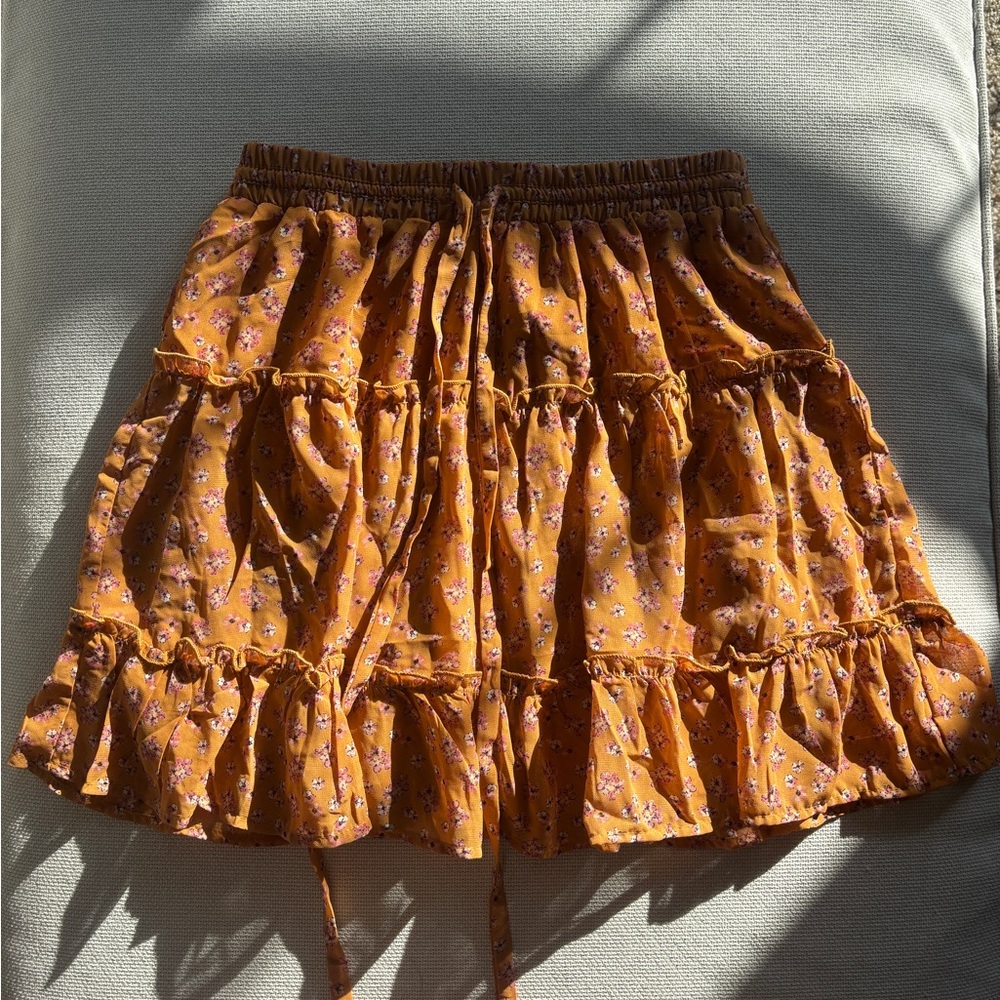 Sienna Sky Brown Orange Bubble Mini Skirt